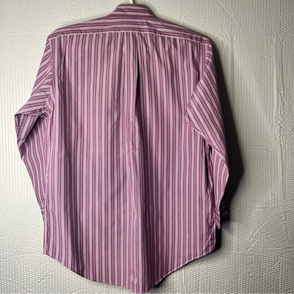 Vintage Ralph Lauren Classic Fit Purple/White Striped Dress Shirt 16 (32-33) - Picture 3 of 6